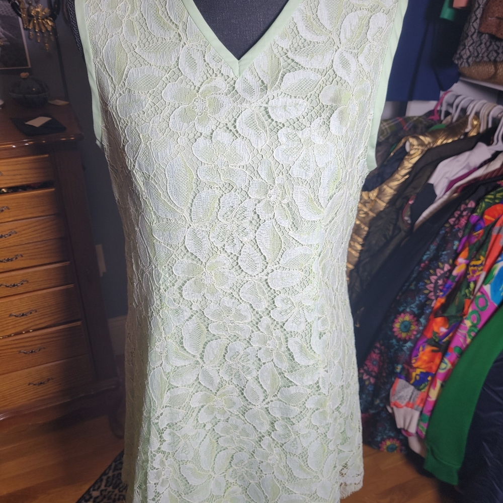VINTAGE 60'S COTTON LACE MOD MINI DRESS/TUNIC